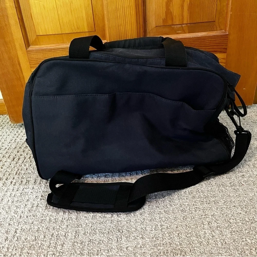 Eddie Bauer Black Canvas Leather Diaper Bag Changing Pad Overnight Travel Rugged